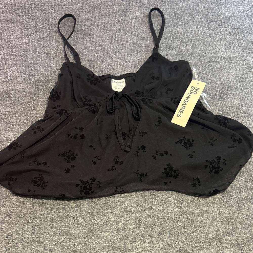 No Boundaries Black Floral Tank Top